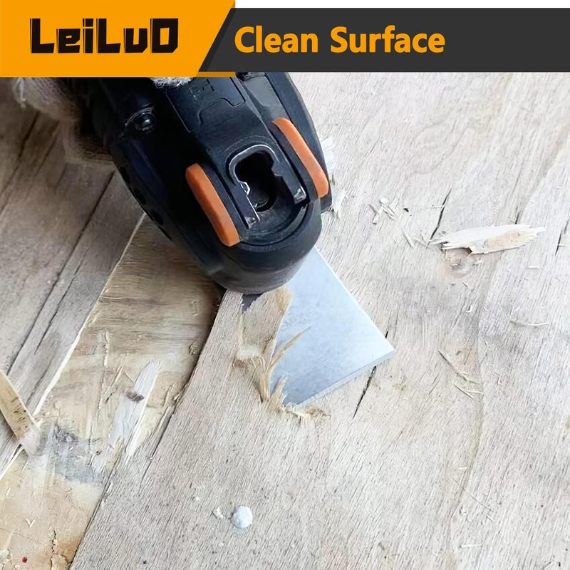 LEILUO Oscillating Tool Scraper Blade Set 10 PCS – 8 Rigid & 2 Ultra Flexible Blades for Removing Paint Caulk Adhesive Compatible with DeWalt Makita Milwaukee Dremel and More - Image 4